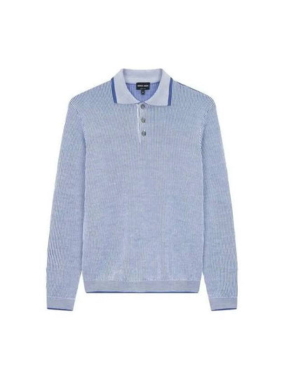 Men s Soft Ribbed Collar Sweater Blue 271601 - GIORGIO ARMANI - BALAAN 1