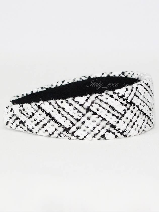 Cotton Tweed White Black Hairband AA9458 B14121 NR519 - CHANEL - BALAAN 6