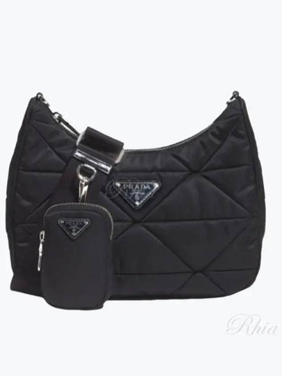 Triangle Logo Re-nylon Paddde Hobo Cross Bag Black - PRADA - BALAAN 2