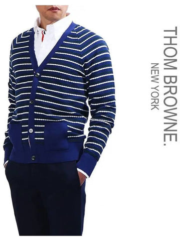 Rep Stripe Cardigan MJP020 AK9886 - THOM BROWNE - BALAAN 1