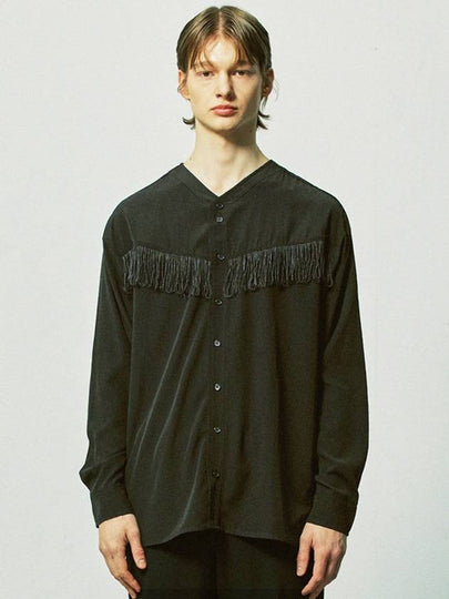 Western Fringe Long Sleeve Shirt Black - S SY - BALAAN 2