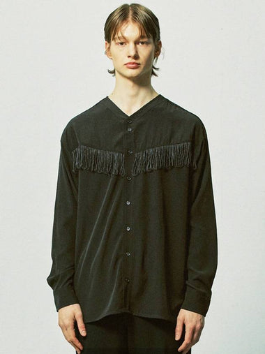 Western Fringe Long Sleeve Shirt Black - S SY - BALAAN 1