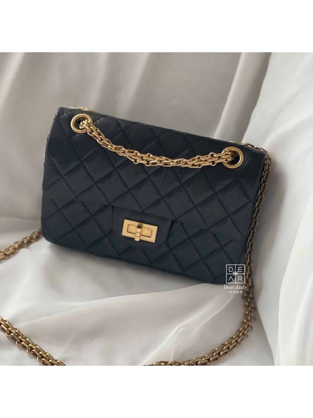 Mini 2.55 Handbag Aged Calfskin Gold Black - CHANEL - BALAAN 2