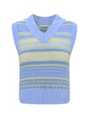 Striped Soft Wool Gilet Vest Light Blue - GANNI - BALAAN 2