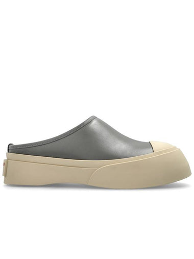 Marni Leather Platform Slides, Women's, Grey - MARNI - BALAAN 1