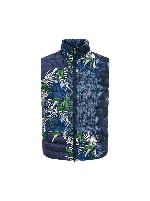 Men s Leaf Graphic Goose Down Padding Vest Navy 270653 - HERNO - BALAAN 1