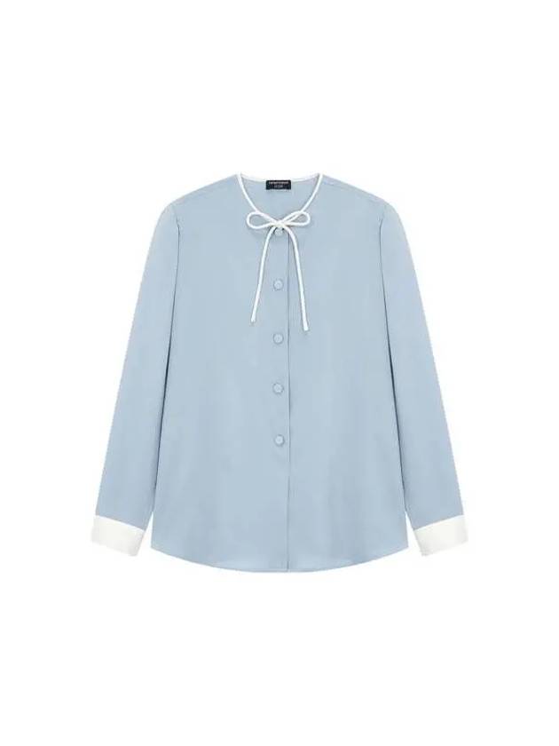 Women s String Neck Silk Shirt Light Blue - EMPORIO ARMANI - BALAAN 1