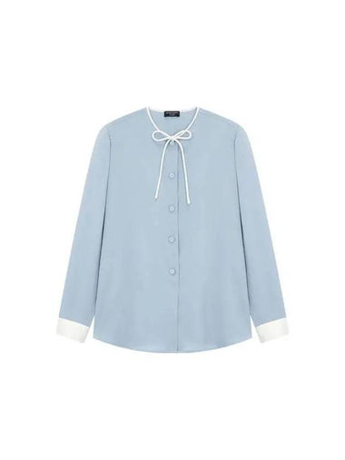 Women s String Neck Silk Shirt Light Blue - EMPORIO ARMANI - BALAAN 1