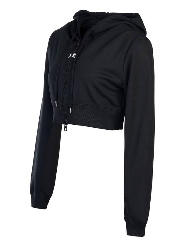 Crop Interlock Zip Up Hoodie Black - COURREGES - BALAAN 3