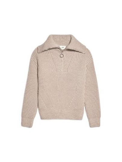 Half Zip-Up Knit Top Beige - AMI - BALAAN 2