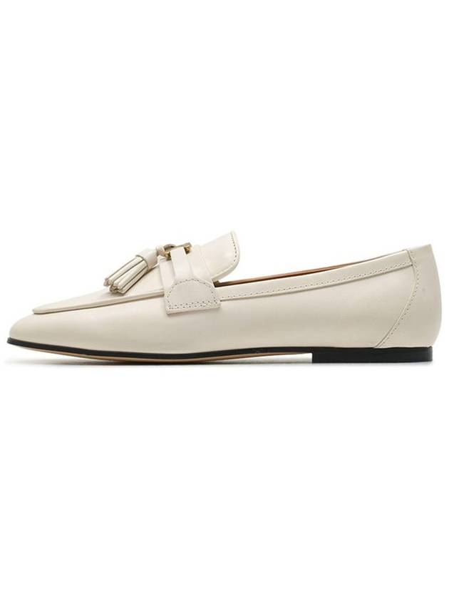 Tassel Embellished Leather Loafers White - TOD'S - BALAAN 2