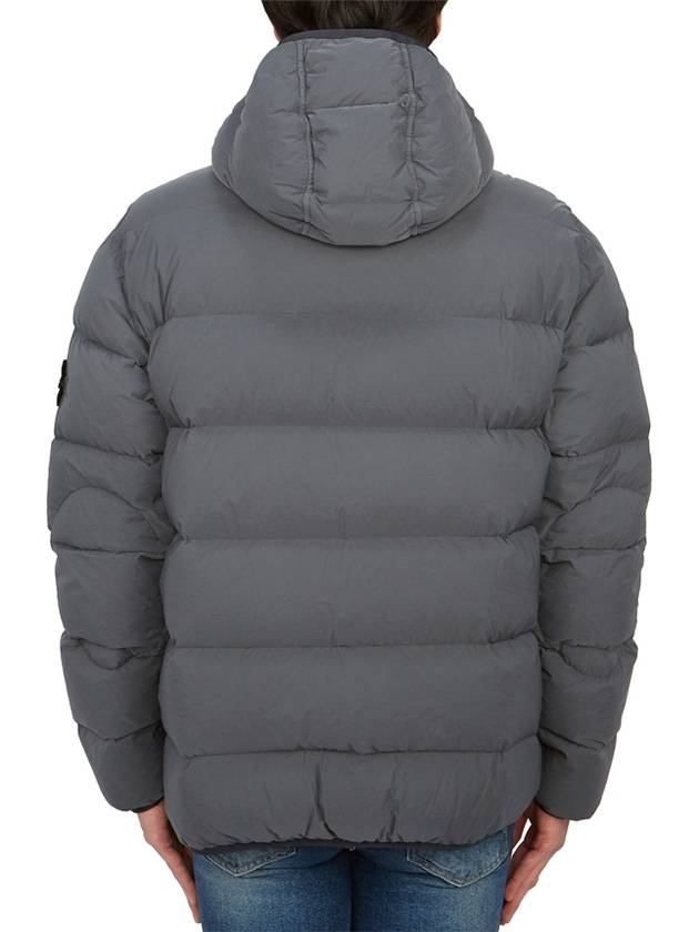 Seamless Logo Nylon Hooded Down Jacket Medium Grey - STONE ISLAND - BALAAN 5