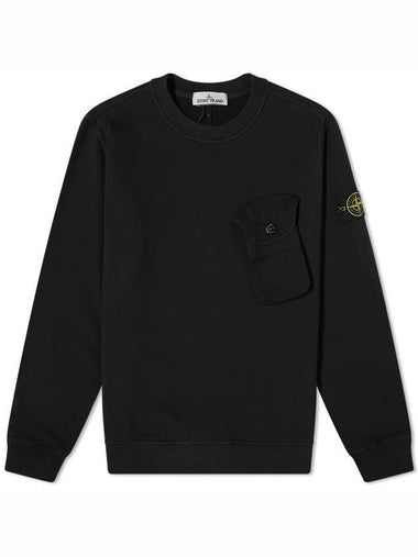 Men's Waffen Patch Pocket Sweatshirt Black - STONE ISLAND - BALAAN 1