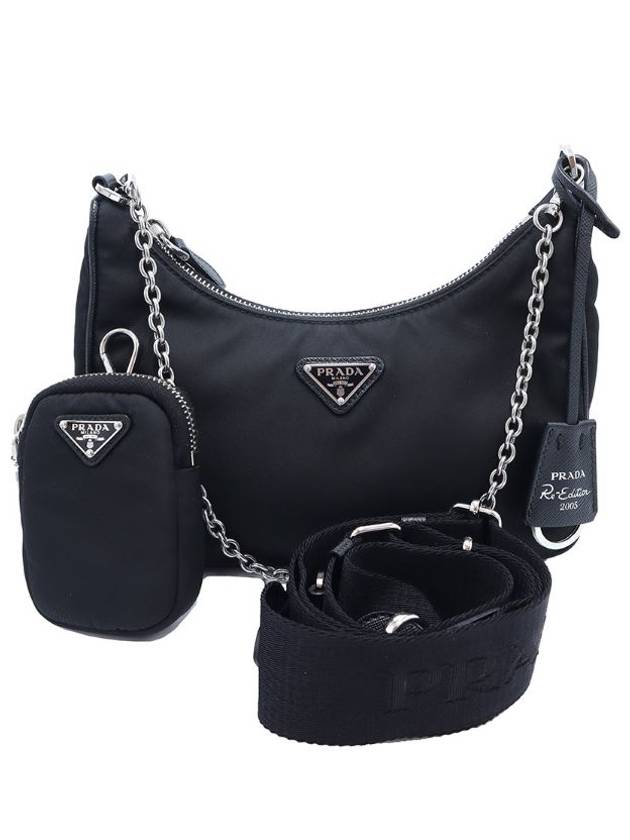 Women s Nylon Cross Bag Black Prada 1BH204 Re Edition Saffiano Trimming Hobo 2WAY - PRADA - BALAAN 2