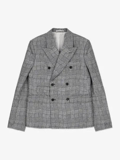 Check Double Breasted Blazer Jacket Grey - KENZO - BALAAN 2