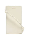 Logo Tangle Phone Holder Leather Cross Bag White - JIL SANDER - BALAAN 2