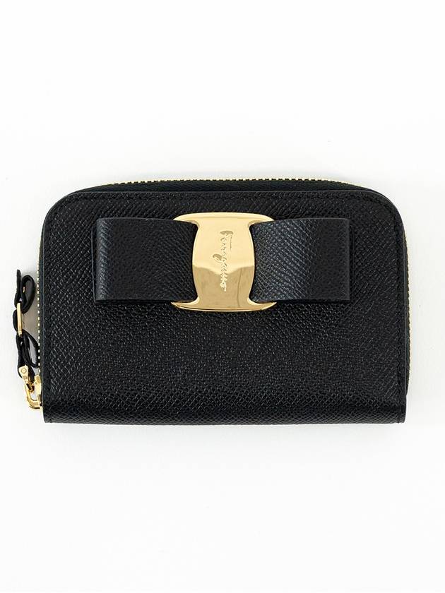 Vara Bow Zipper Card Wallet BLACK 725290NERO - SALVATORE FERRAGAMO - BALAAN 1