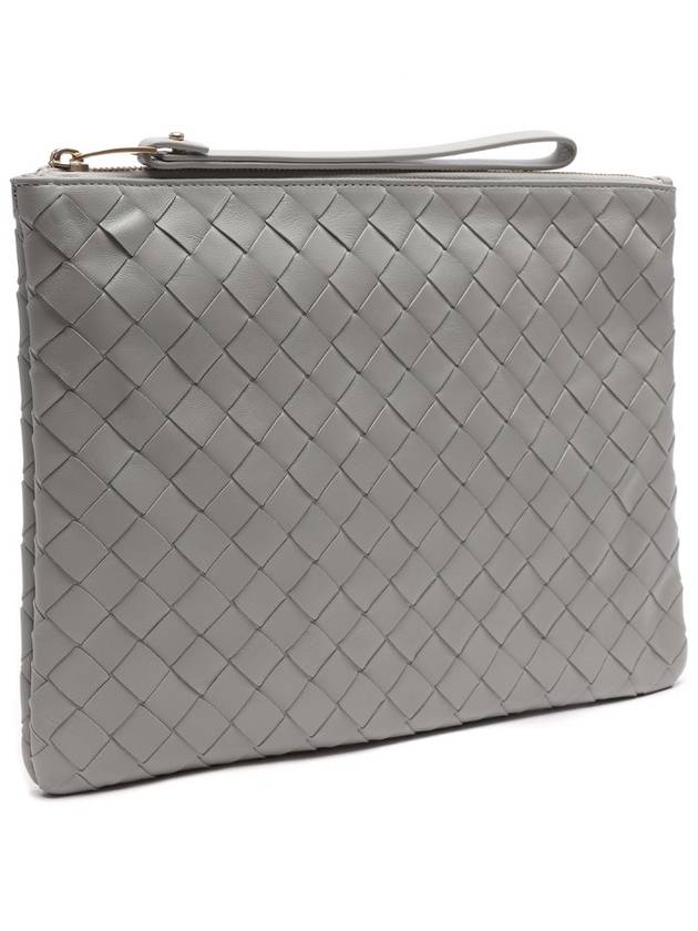 Intrecciato Medium Flat Pouch Bag Grey - BOTTEGA VENETA - BALAAN 4