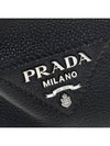 Logo Flo Leather Bucket Bag Black - PRADA - BALAAN 8