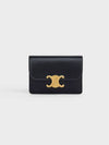 Triomphe Shiny Calfskin Flap Card Wallet Black - CELINE - BALAAN 2