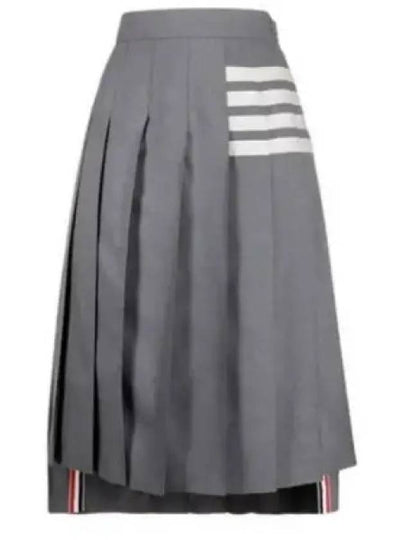 4 Bar Logo Plain Weave Wool Pleated Skirt Grey - THOM BROWNE - BALAAN 2