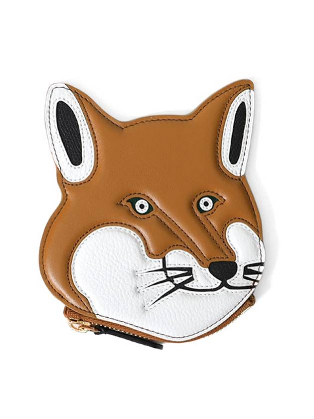 Foxhead Leather Coin Purse Camel - MAISON KITSUNE - BALAAN.