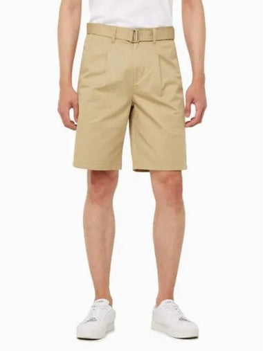 JEANS Men s Beige Wide Pleated Chino Shorts J325359 PF2 - CALVIN KLEIN - BALAAN 1