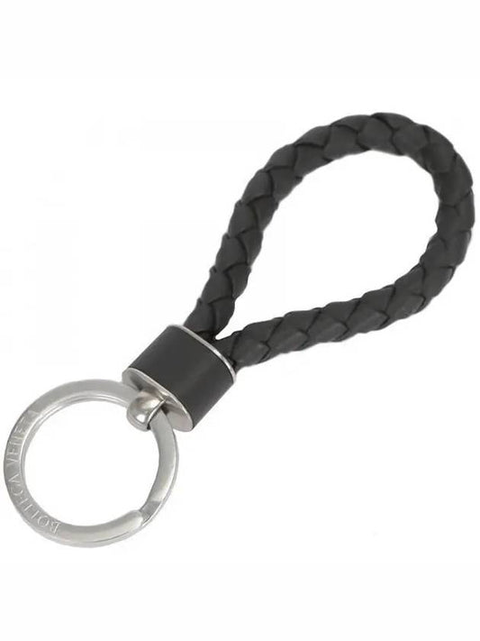 Intrecciato Leather Key Holder  Black - BOTTEGA VENETA - BALAAN 2