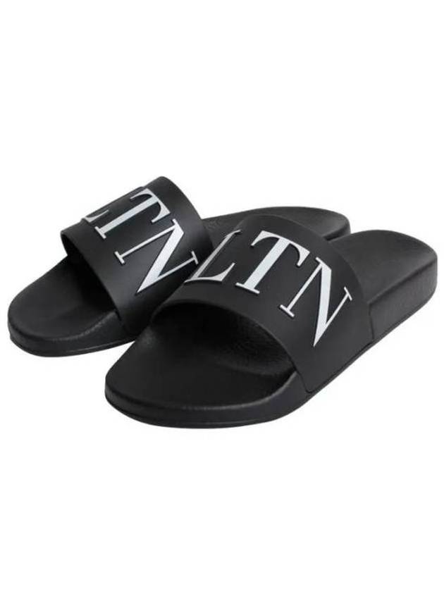 Rubber Rockstud Slippers Black - VALENTINO - BALAAN 2