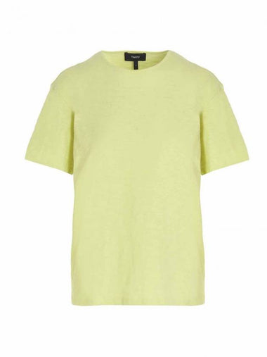 Women's Perfect Organic Slub Cotton Short Sleeves T-shirt Lime - THEORY - BALAAN 1