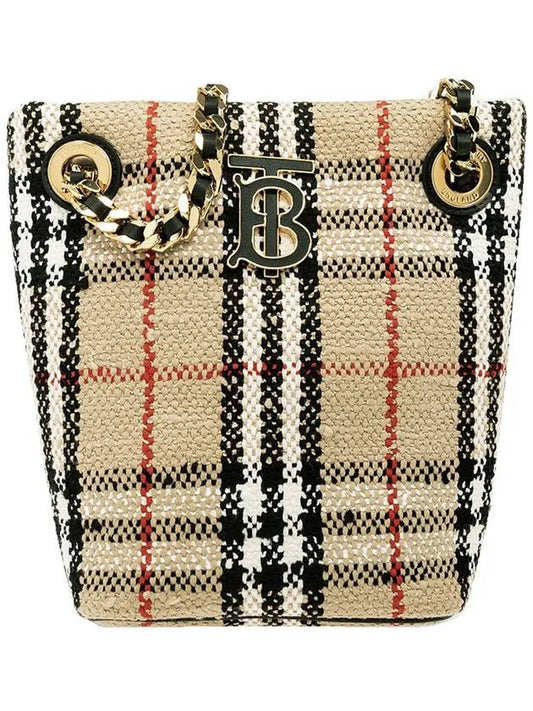 Vintage Check Boucle Mini Lola Bucket Bag Beige - BURBERRY - BALAAN 2