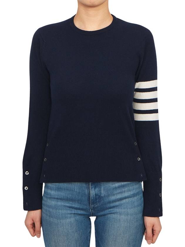 Women's 4 Bar Classic Cashmere Pullover Knit Top Navy - THOM BROWNE - BALAAN 2