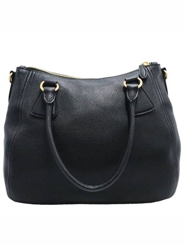 Women s leather shoulder bag black Prada 1BC032 Vitello Phoenix gold lettering logo 2WAY - PRADA - BALAAN 3