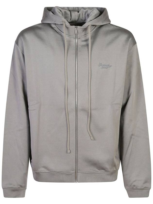 Signature Embroidered Zip-Up Hoodie Graphite - GIVENCHY - BALAAN 2