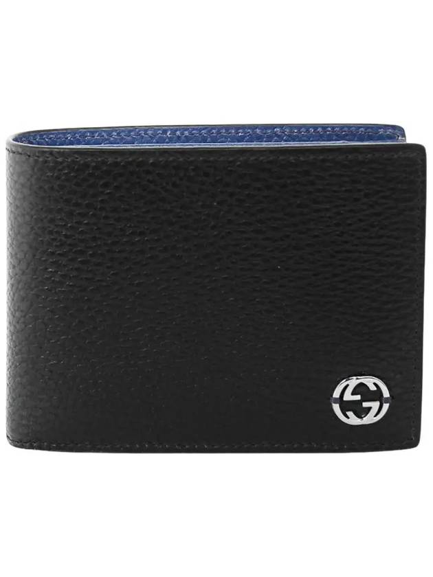 GG Interlocking Logo Two-Tone Half Wallet Black Blue - GUCCI - BALAAN 6