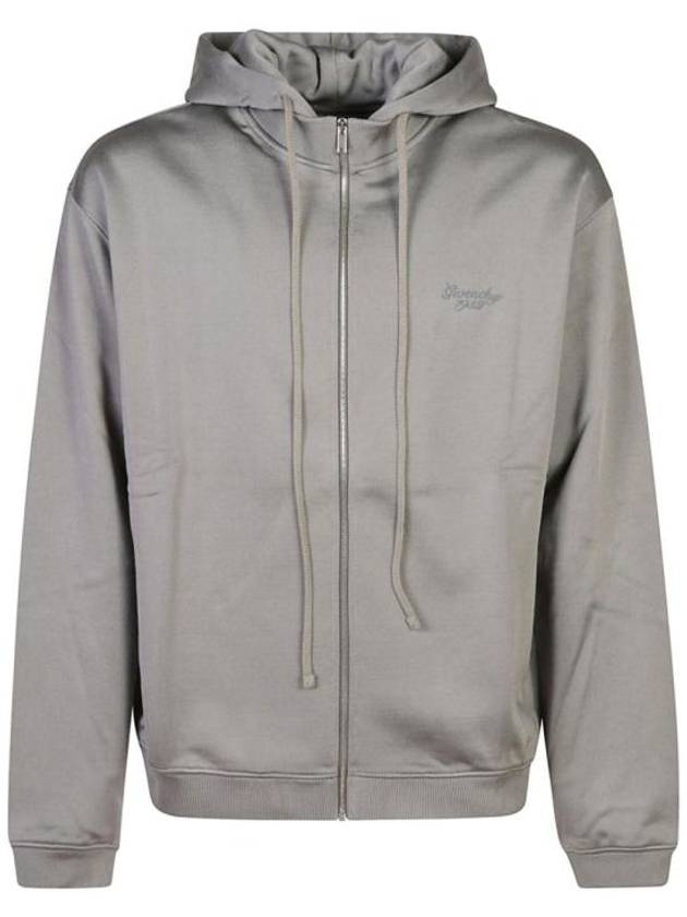 Signature Embroidered Zip-Up Hoodie Graphite - GIVENCHY - BALAAN 1