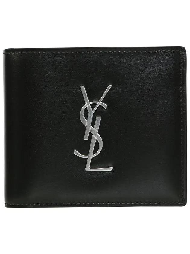 Cassandre East West Monogram Smooth Leather Wallet Black - SAINT LAURENT - BALAAN 1