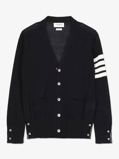 Men's Sustainable Classic Diagonal Wool Cardigan Navy - THOM BROWNE - BALAAN 2