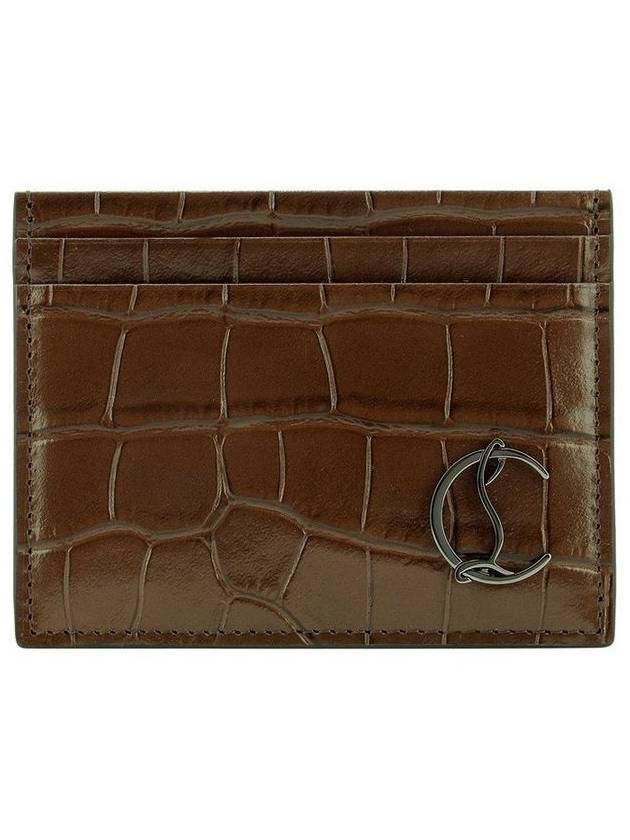 Logo Crocodile Effect Leather Card Wallet Brown - CHRISTIAN LOUBOUTIN - BALAAN 1