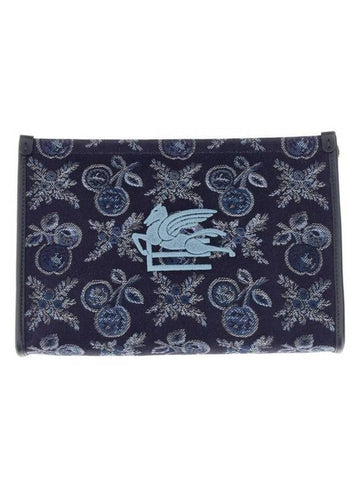 Beauty Jacquard Logo Clutch Bag Navy - ETRO - BALAAN 1