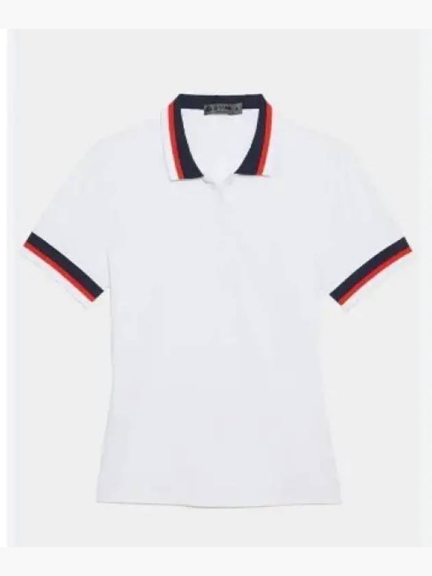 Women's Pleated Collar Tech Short Sleeve Polo Shirt White - G/FORE - BALAAN 2