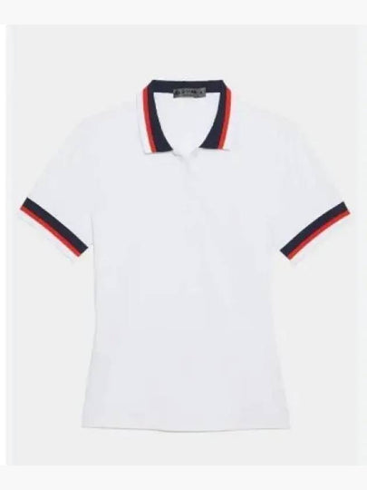 Women's Pleated Collar Tech Short Sleeve Polo Shirt White - G/FORE - BALAAN 2