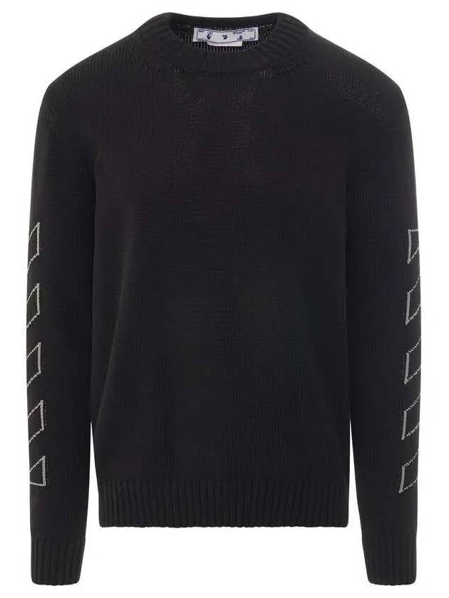 Diag Sleeve Back Arrow Knit Top Black - OFF WHITE - BALAAN 2