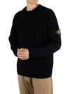 Full Rib Pure Wool Crewneck Knit Top Black - STONE ISLAND - BALAAN 2