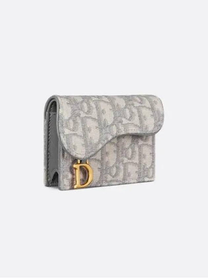 Saddle Flap Card Holder Grey  Oblique Jacquard - DIOR - BALAAN 2