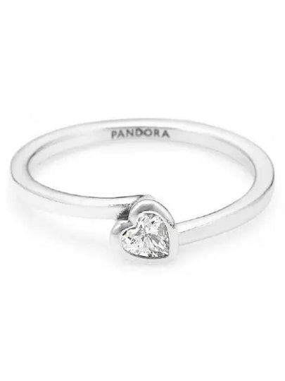 Clear Tilted Heart Solitaire Ring Silver - PANDORA - BALAAN 2