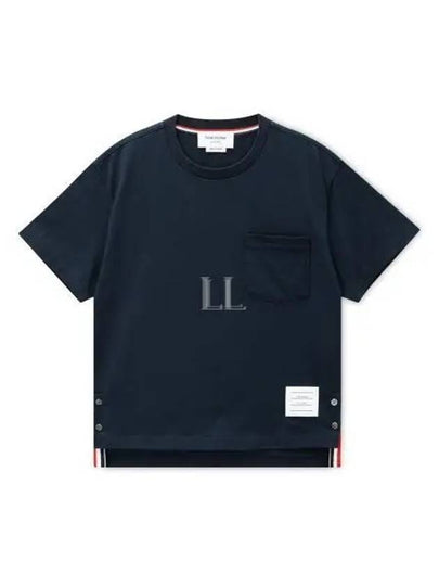 Midweight Jersey Boxy Pocket Short Sleeve T-Shirt Navy - THOM BROWNE - BALAAN 2