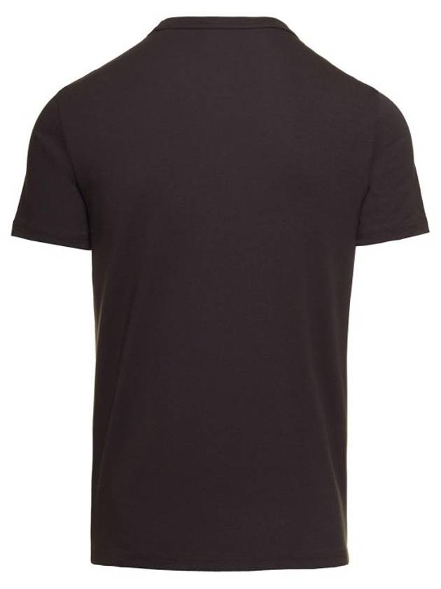 Cotton Crew Neck Short Sleeve T-Shirt Dark Brown - TOM FORD - BALAAN 3