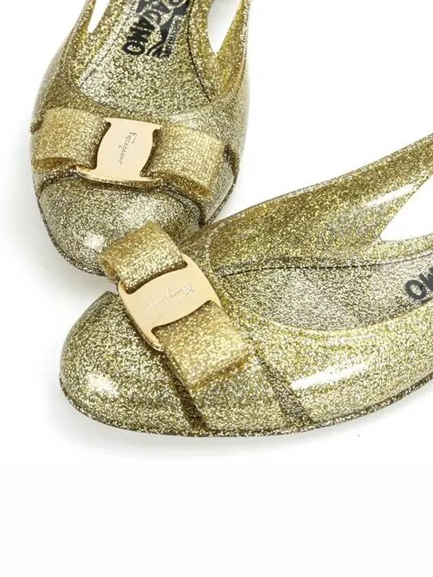 Vara Bow Jelly Ballet Flat Gold - SALVATORE FERRAGAMO - BALAAN.