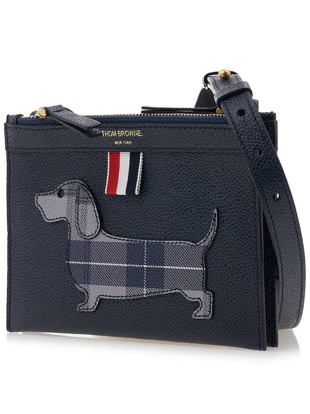 Document Holder Pebble Grain Hector Cross Bag Navy - THOM BROWNE - BALAAN 3